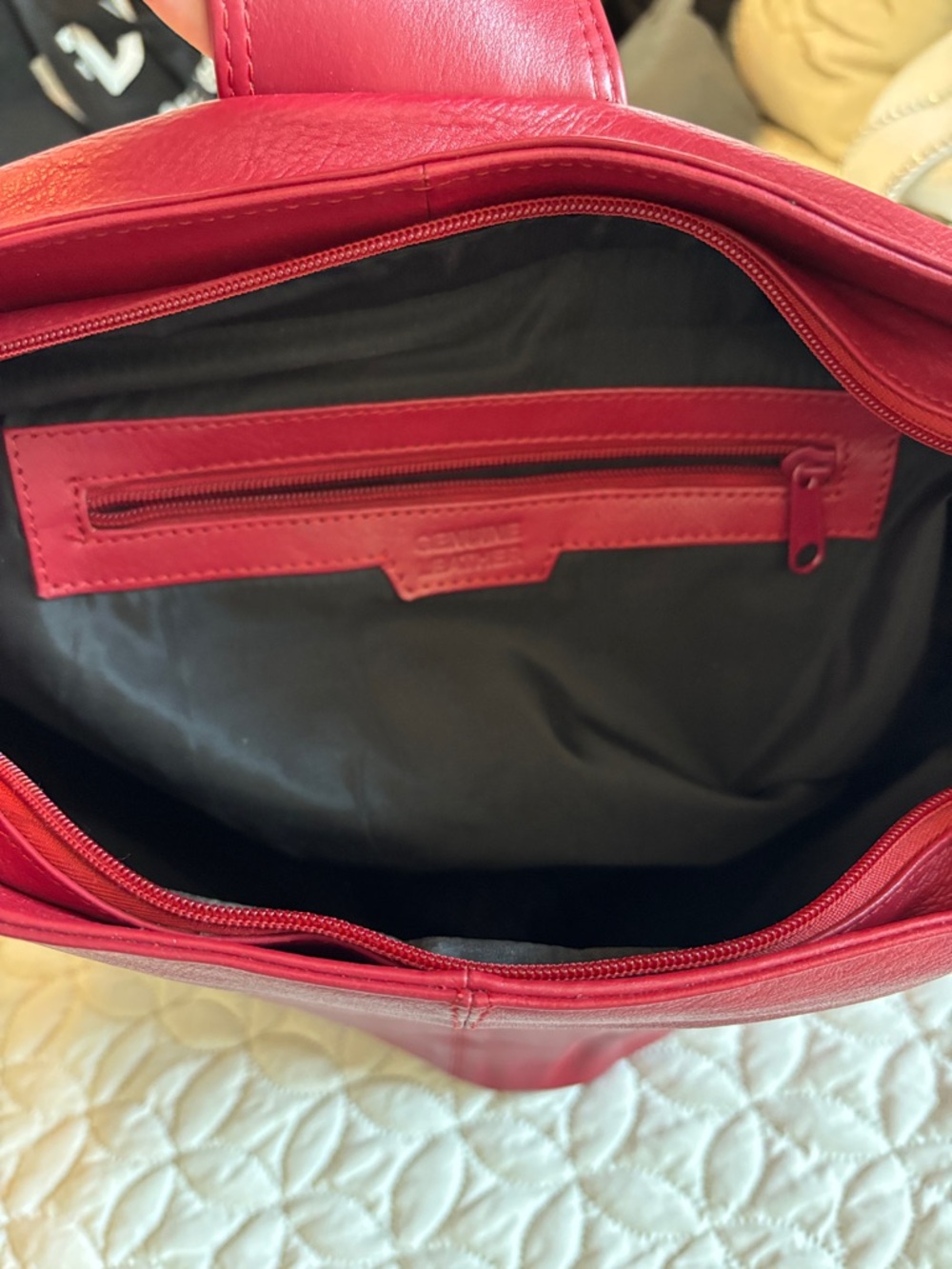 Red Leather Shoulder Bag - Picture 14 of 15